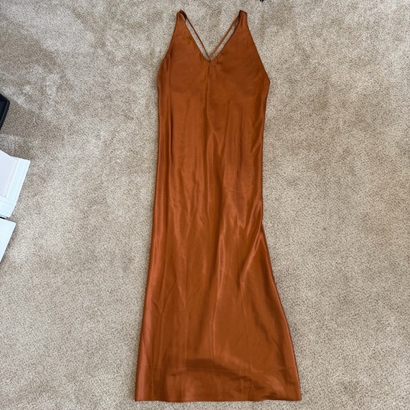 Frederick's of Hollywood Dresses & Skirts - Frederick’s of Hollywood Burnt Orange Satin Slip Dress Maxi Strapy Sexy Large
